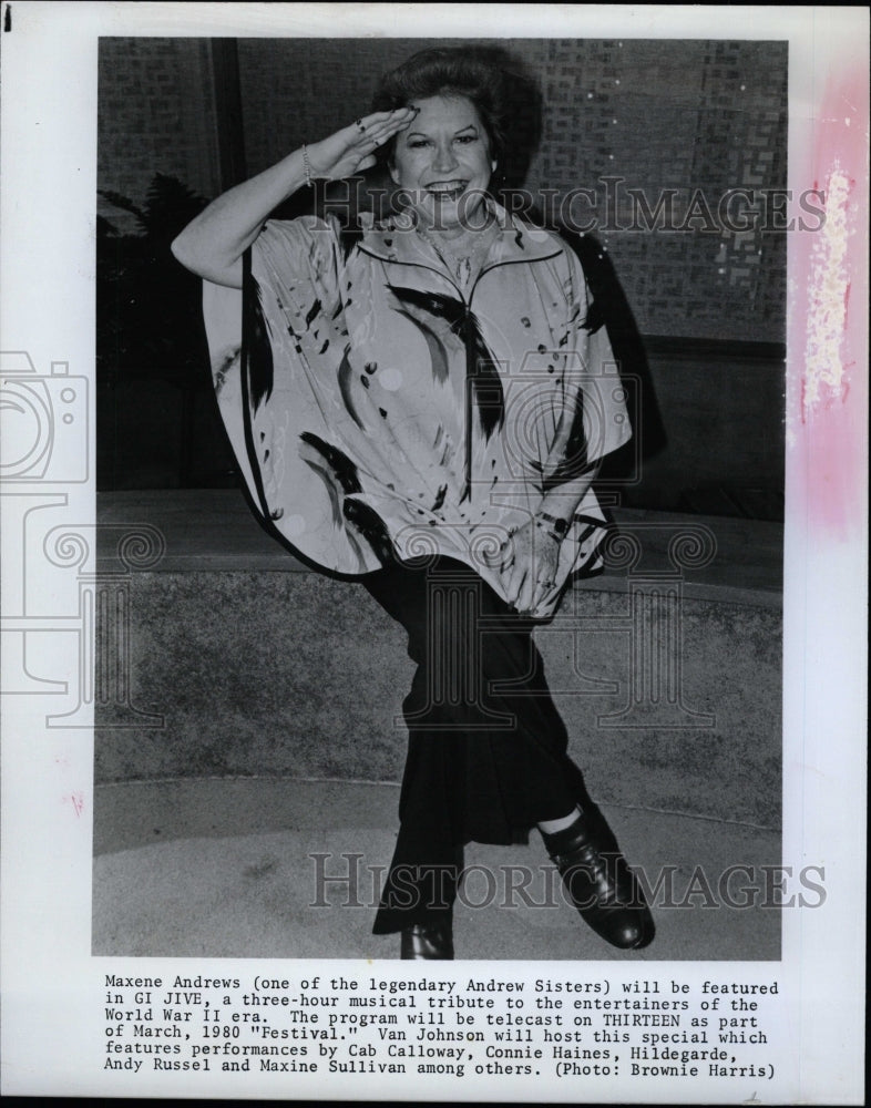 1979 Press Photo Maxene Andrews Sisters GI Jive Tribute - RRW26787 - Historic Images