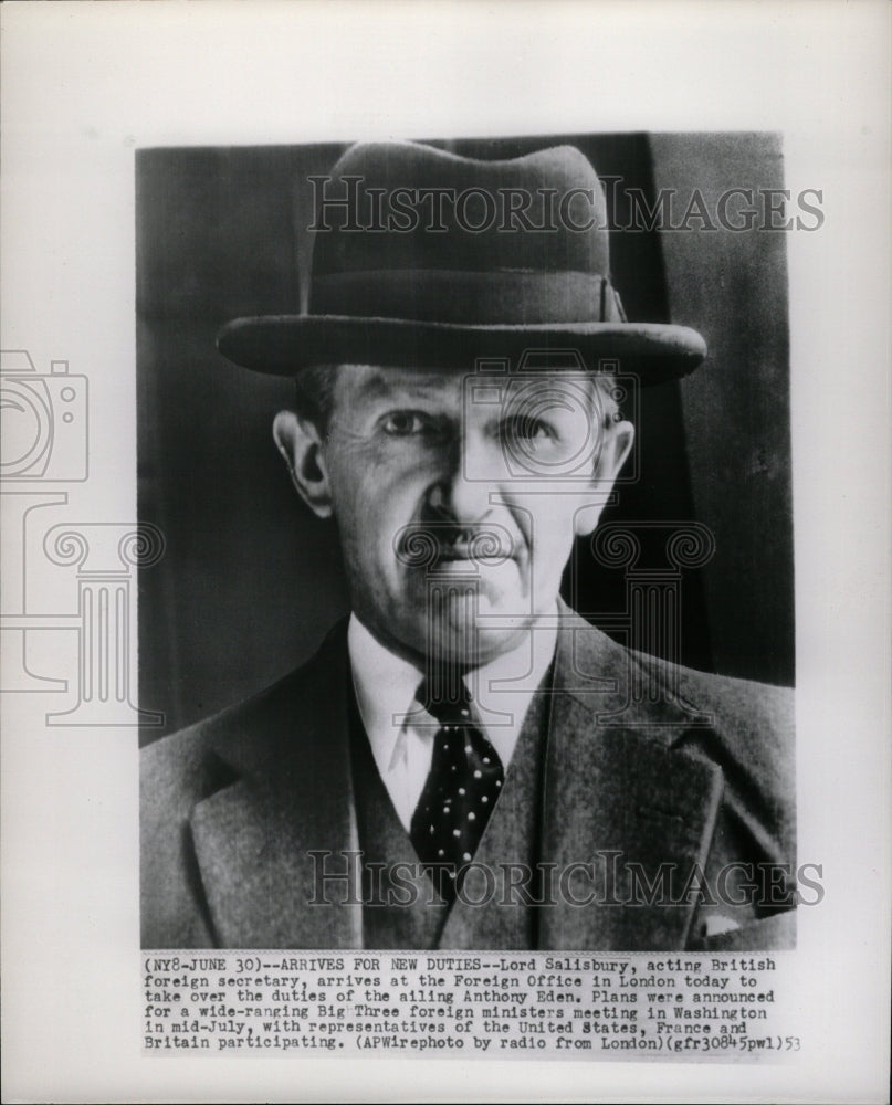 1953 Press Photo Lord Salisbury Acting British Foreign - RRW26933 - Historic Images