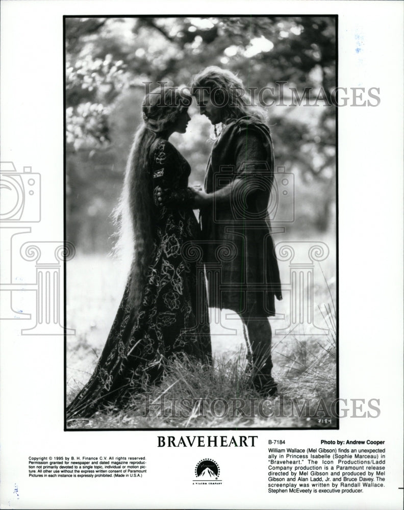 1995 Press Photo Mel Gibson &amp; Sophie Marceau - RRW27145 - Historic Images