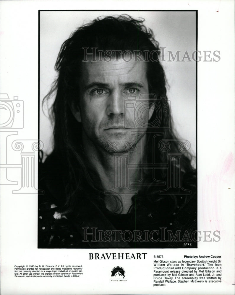 1995 Press Photo Actor Mel Gibson Movie &quot;Braveheart&quot; - RRW27147 - Historic Images