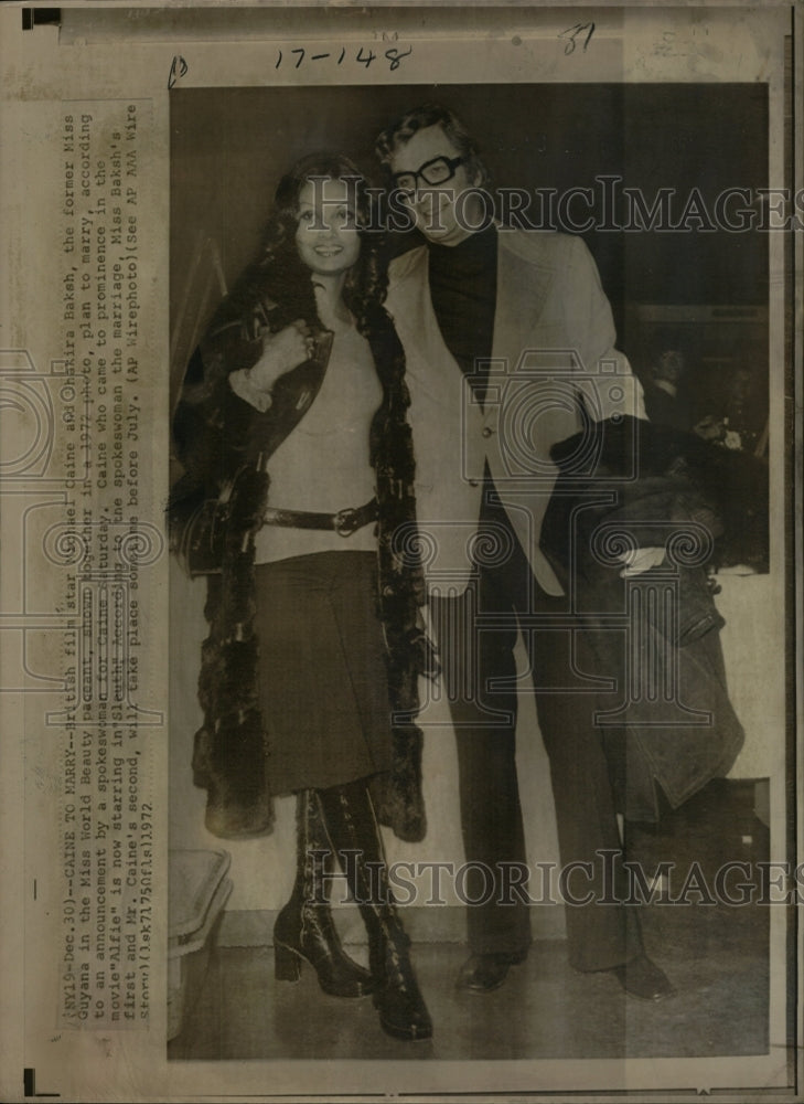 1972 Press Photo Michael Caine Shakira Baksh - RRW27577 - Historic Images