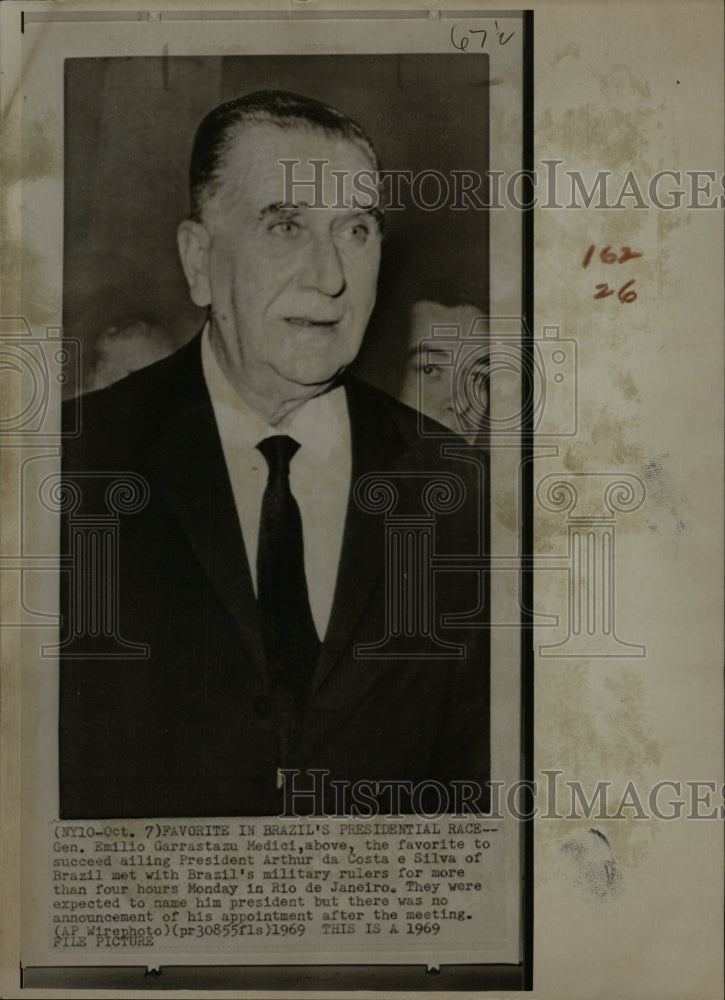 1969 Press Photo Brazil President EmÃƒÂ­lio MÃƒÂ©dici - RRW27751 - Historic Images