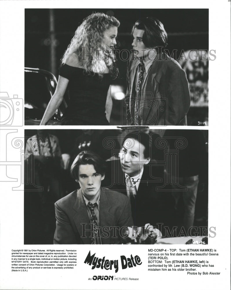 1991 Press Photo B.D. Wong Teri Polo Ethan Hawke Date - RRW28157 - Historic Images