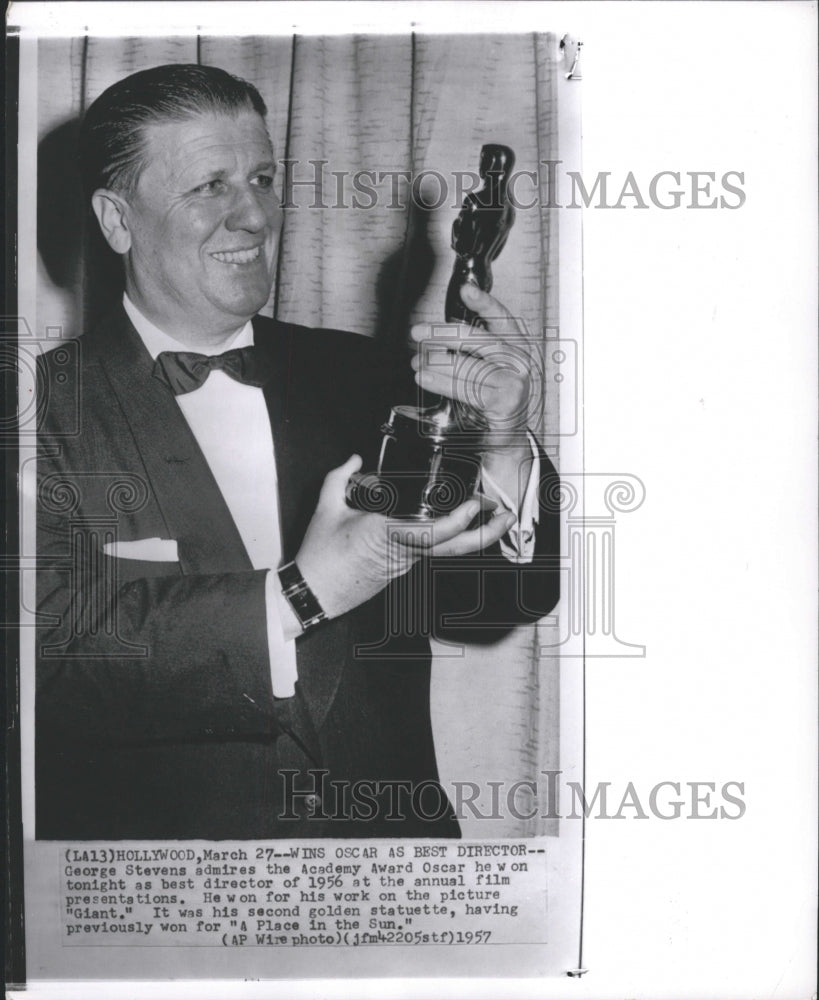 1957 Press Photo Director George Stevens Wins Oscar - RRW28477 - Historic Images