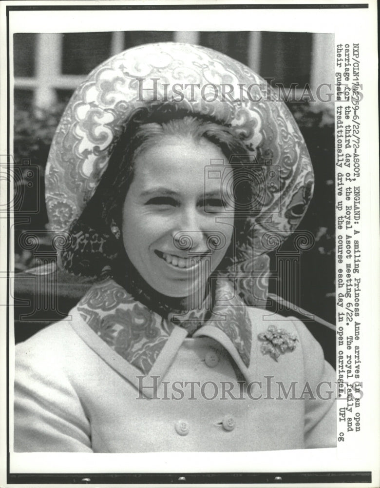 1972 Press Photo Princess Anne Arrives Royal Ascot - RRW28743 - Historic Images