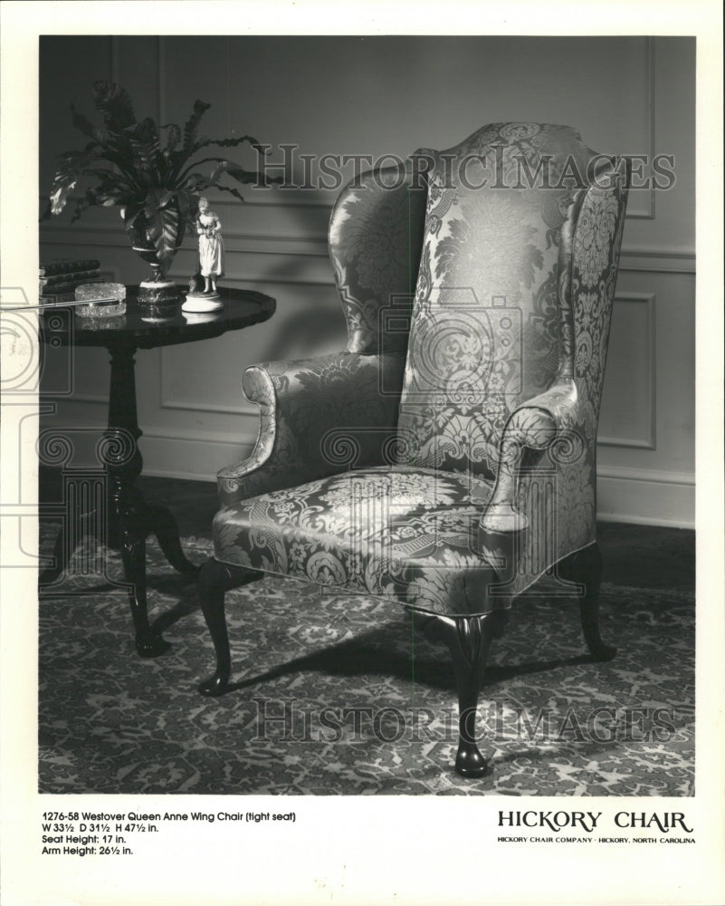 1987 Press Photo Queen Anne Wing Chair Reproduction - RRW28837 - Historic Images