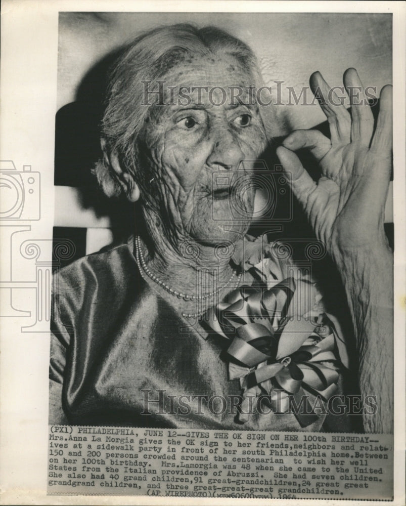 1964 Press Photo Mrs. Anna La Morgia 100 yrs old - RRW28901 - Historic Images