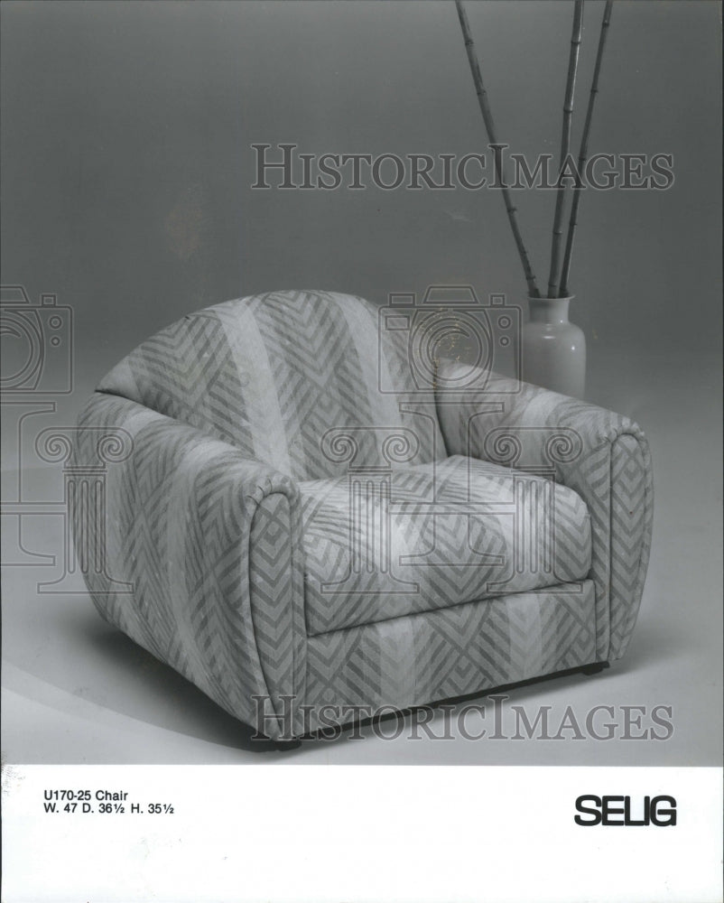 1986 Press Photo Selig chair condo dweller living room - RRW29035 - Historic Images