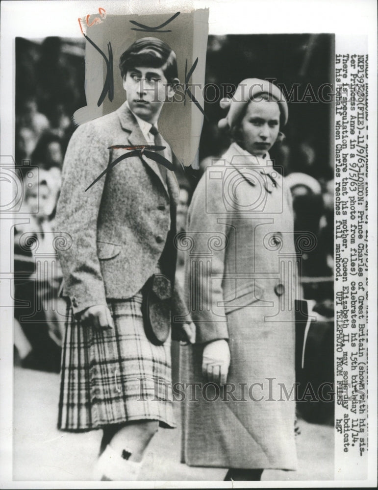 1963 Press Photo Prince Charles Princess Anne Britian - RRW29111 - Historic Images