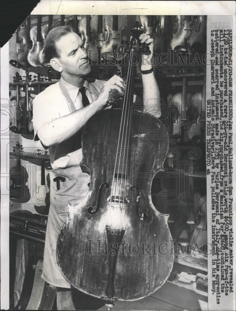 1957 Press Photo Carlos Bergonzi Cello 1733 - RRW29197 - Historic Images