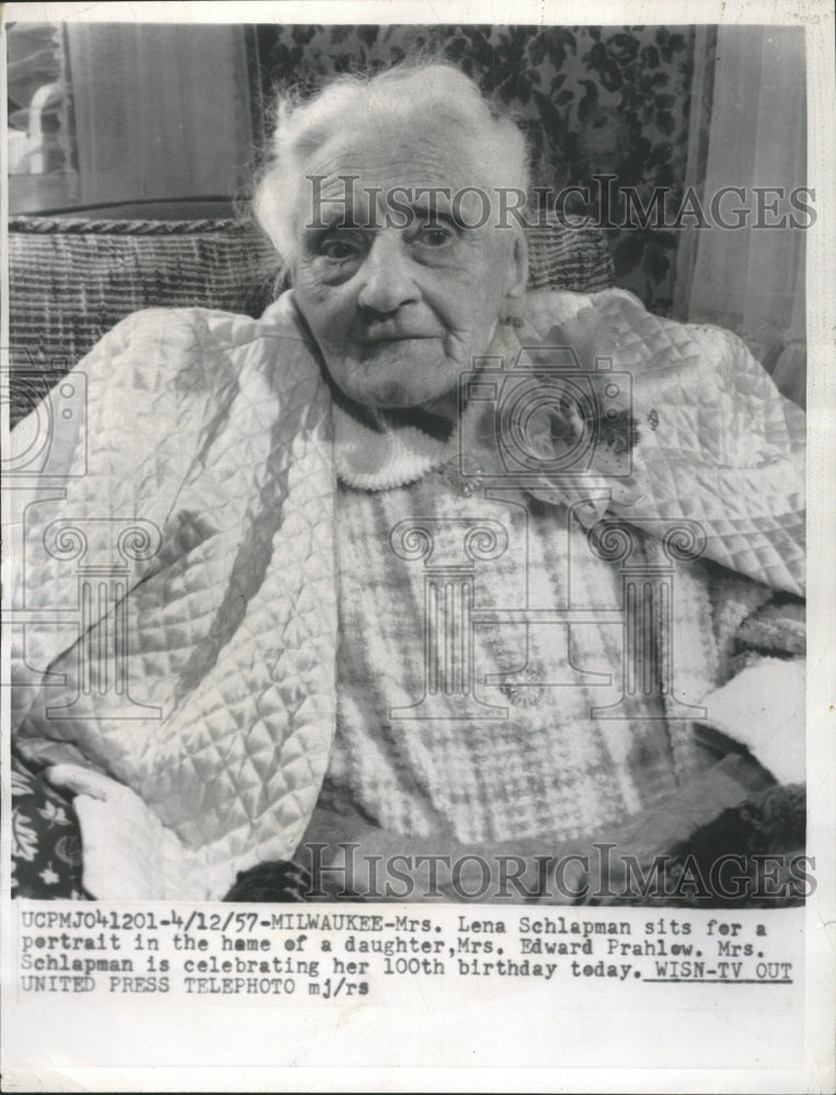 1957 Press Photo 100 Yr Old Woman Posing Portrait - RRW29205 - Historic Images