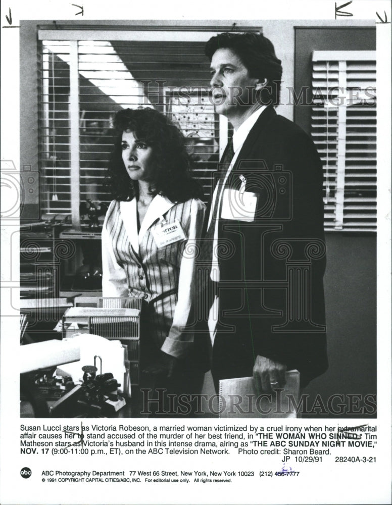 1991 Press Photo Susan Lucci Tim Matheson star Woman - RRW29317 - Historic Images