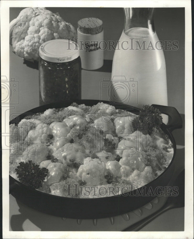 1964 Press Photo Bubbling Casserole Cauliflower Sauce - RRW29839 - Historic Images