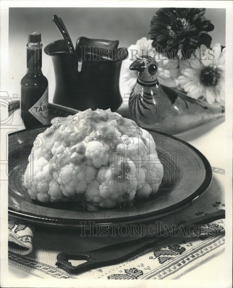 1982 Press Photo Cauliflower tomato sauce Tabasco - RRW29843 - Historic Images