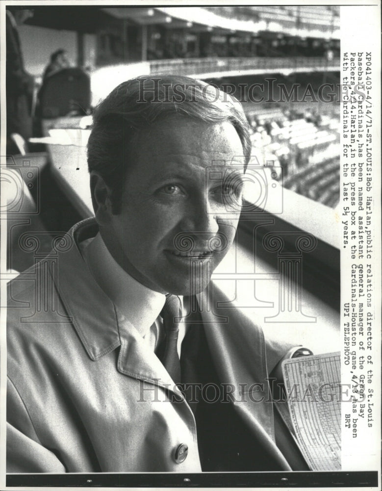 1971 Press Photo Bob Harlan St Louis baseball Cardinal - RRW30071 - Historic Images