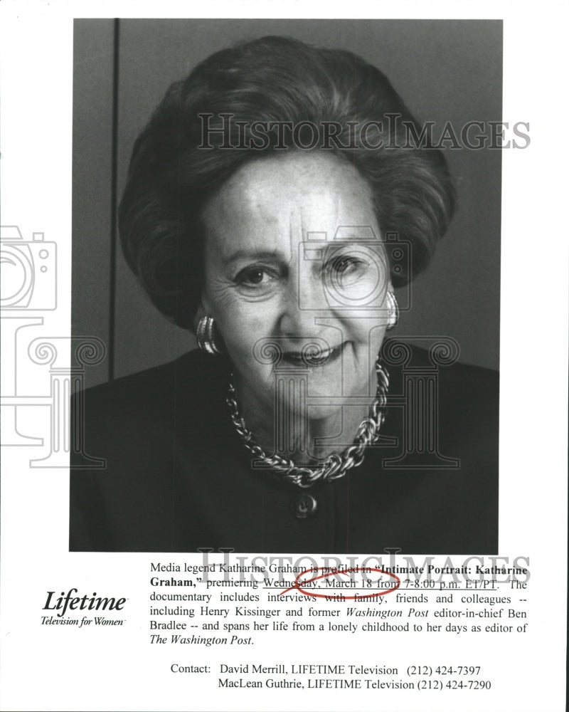 1999 Press Photo Katharine Graham Portrait Media Legend - RRW30271 - Historic Images