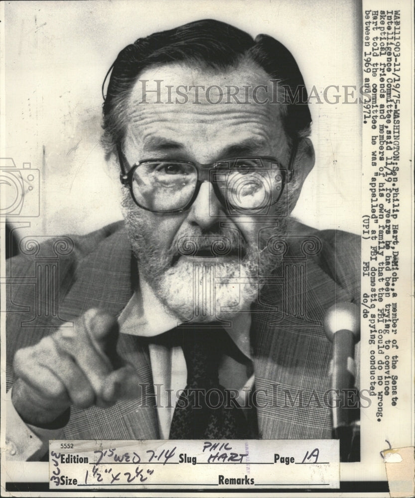 1975 Press Photo Senator Philip Hart of Michigan. - RRW31331 - Historic Images