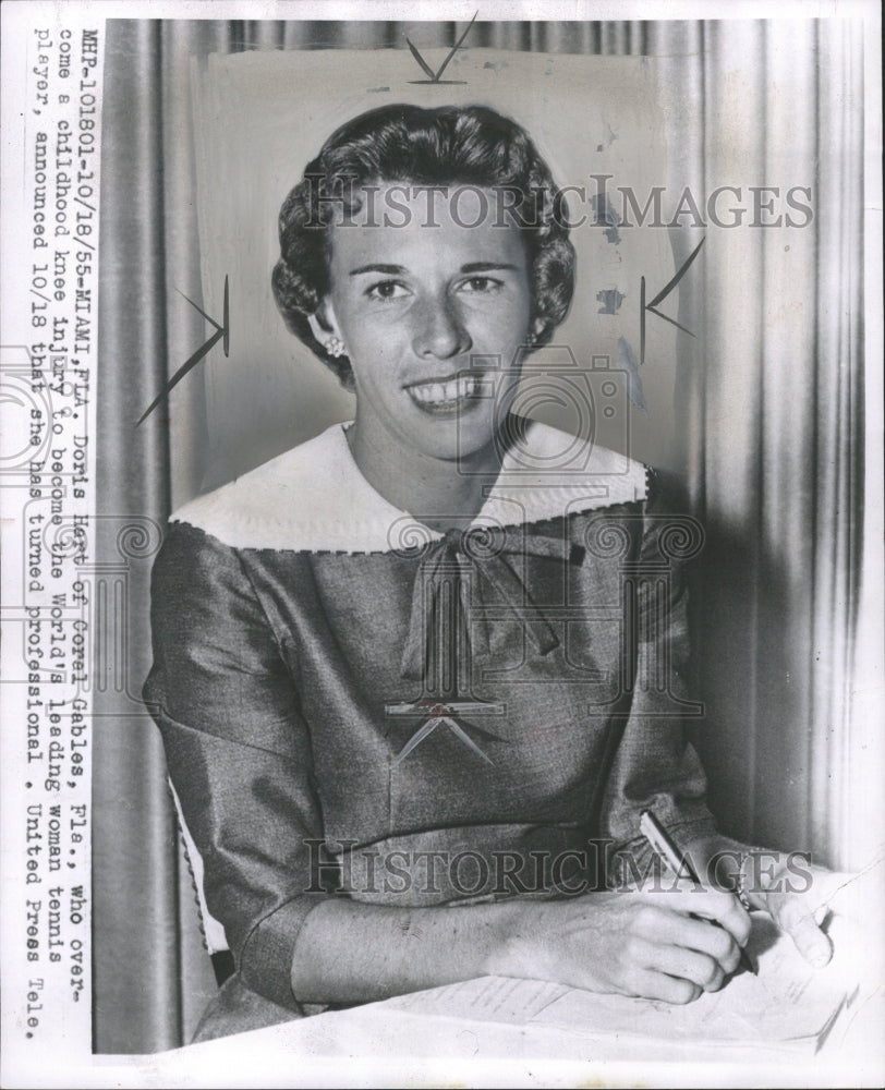 1955 Press Photo Doris Hart Corel Gables childhood Knee - RRW31875 - Historic Images