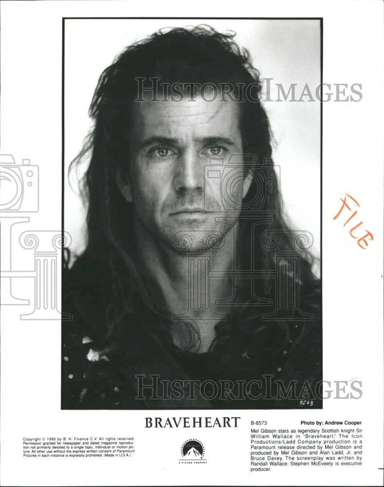 1995 Press Photo Braveheart epic historical drama Mel - RRW32261 - Historic Images