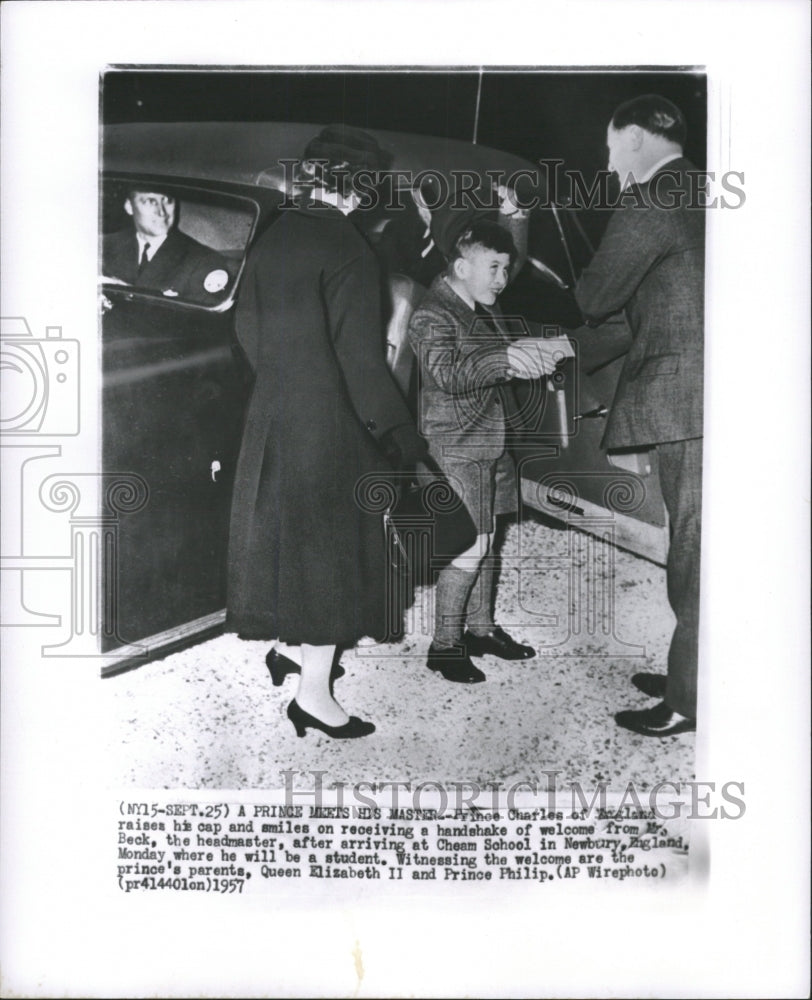 1957 Press Photo Prince Charles England handshake Cheam - RRW32383 - Historic Images