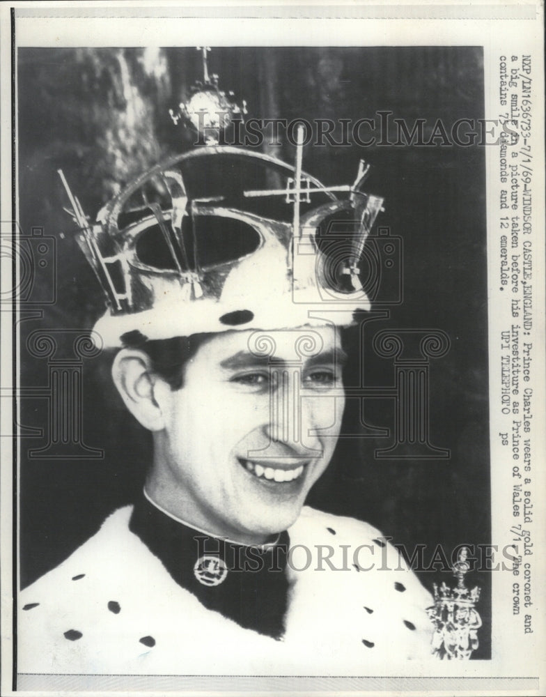 1969 Press Photo Prince Charles Wales solid coronet - RRW32457 - Historic Images
