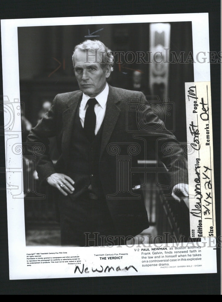 1983 Press Photo Paul Newman Boston attorney Frank law - RRW32673 - Historic Images