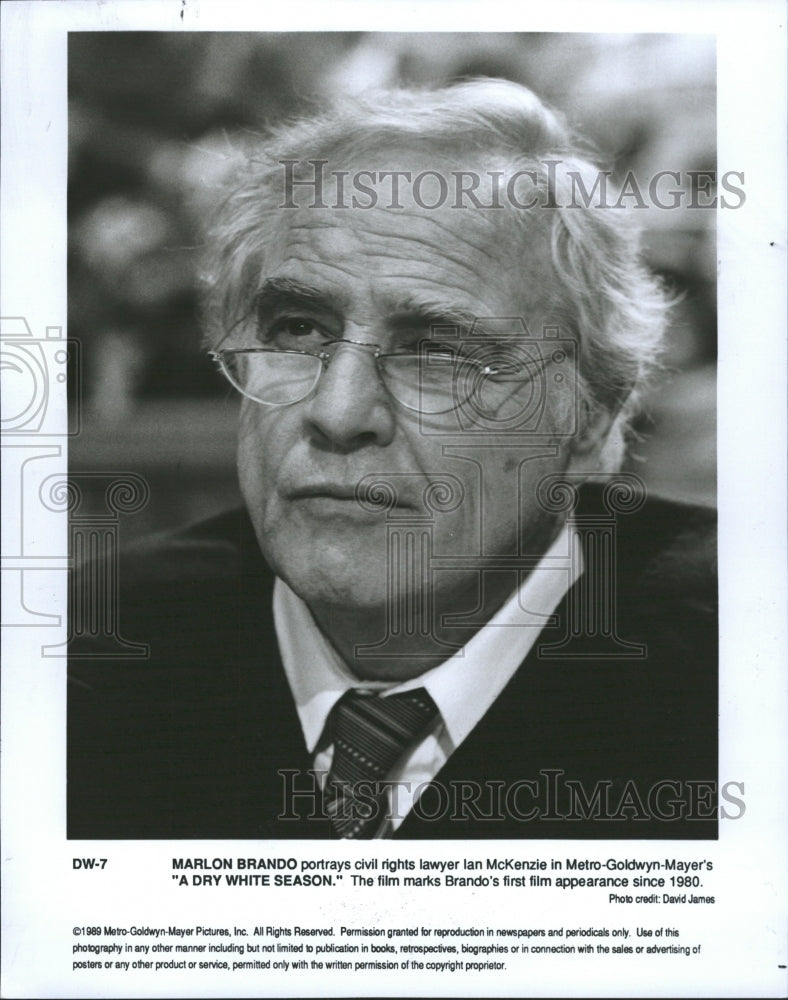 1989 Press Photo Marlon Brando "A Dry White Season" - RRW33507 - Historic Images