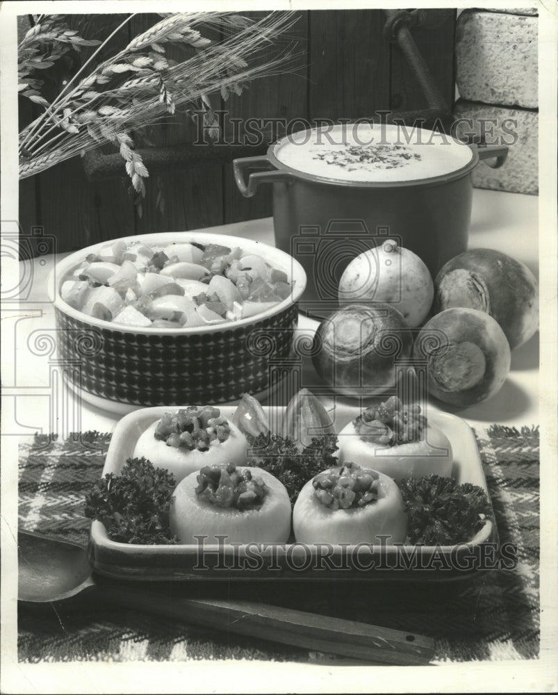 1972 Press Photo Turnip Plant Vegetable Dishes Meals - RRW34381 - Historic Images