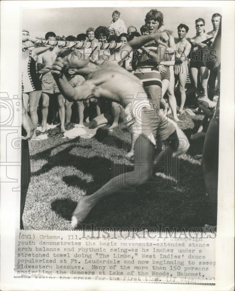 1962 Press Photo Champaign IL Youth Doing Limbo Dance - RRW34623 - Historic Images