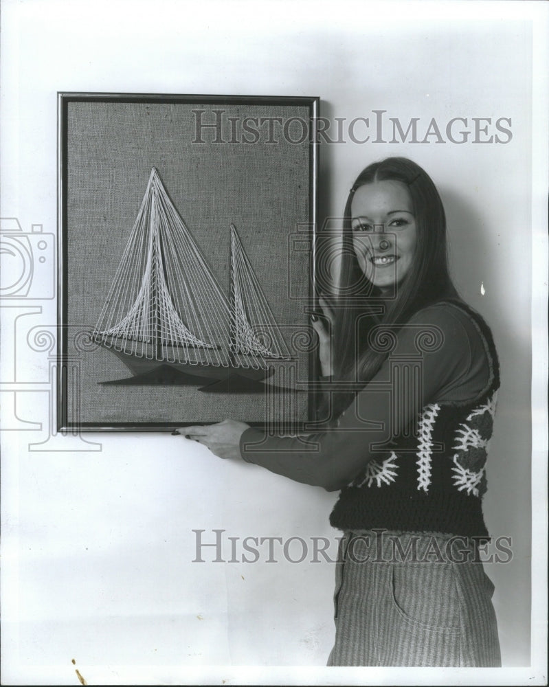 1973 Press Photo Sailboat wall plaque pattern art - RRW34753 - Historic Images