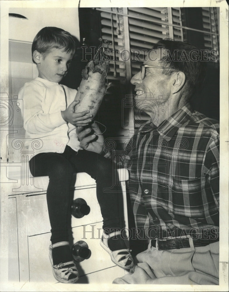 1959 Press Photo Giant Sweet Potato Child Boy Man - RRW35461 - Historic Images