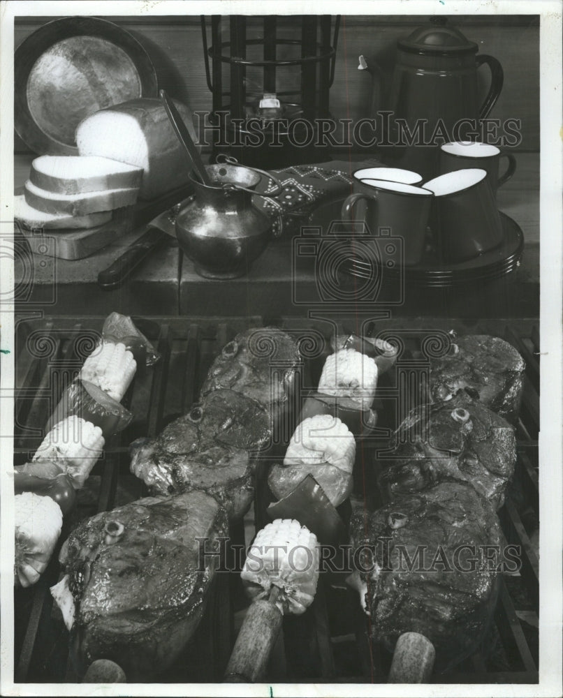 1977 Press Photo Grilled Lamb Steaks and Vegetables - RRW35861 - Historic Images