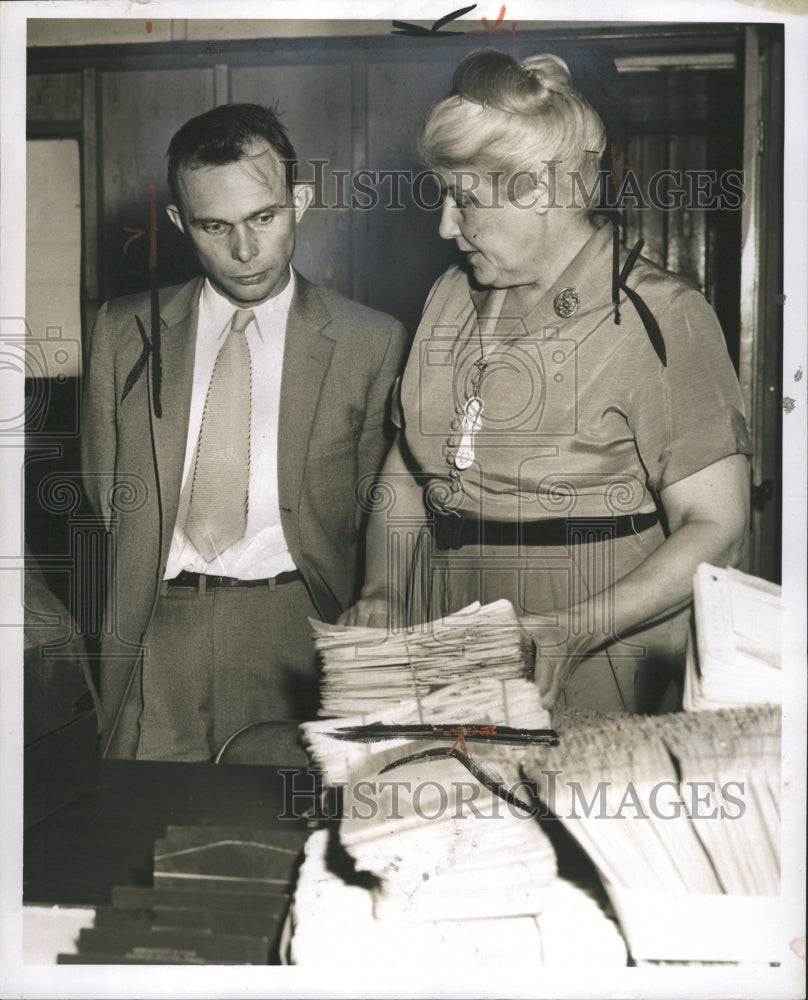 1956 Press Photo City Clerk Hildegare Lowe - RRW36307 - Historic Images