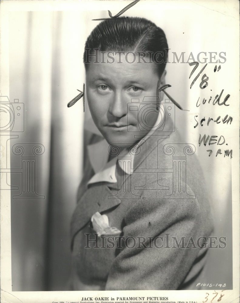 1934 Press Photo Jack Oakie Actor Paramount Pictures - RRW36395 - Historic Images