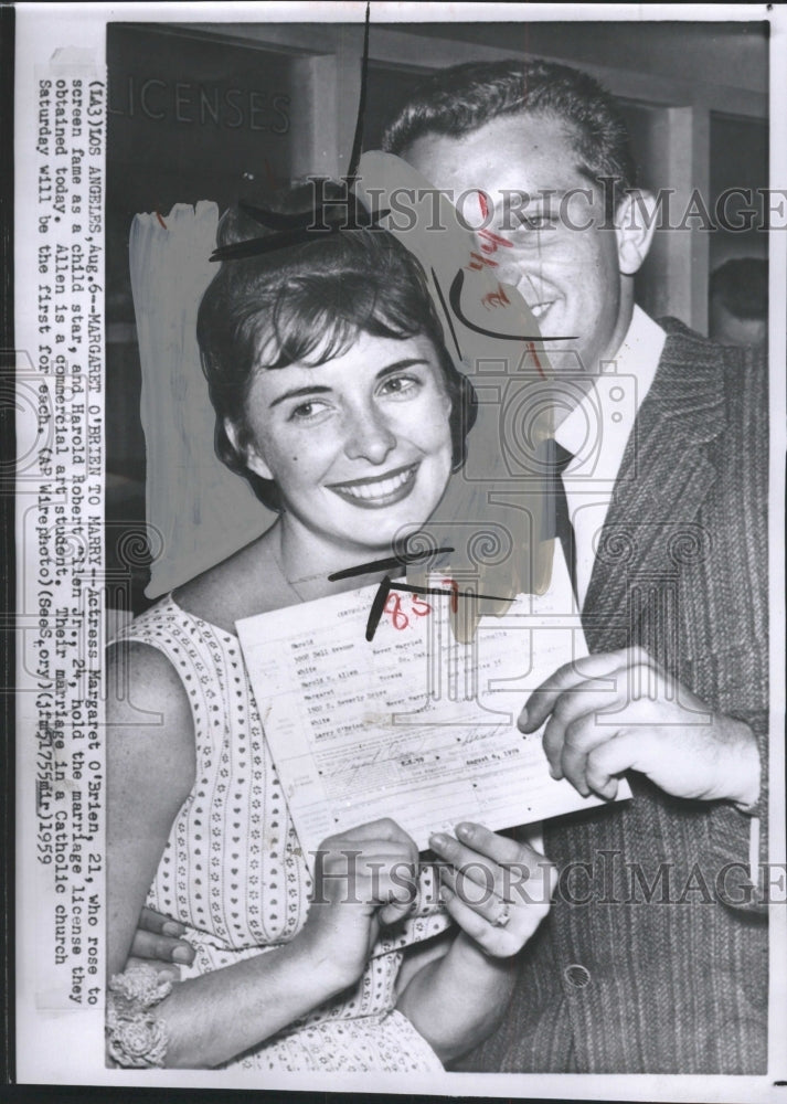 1959 Press Photo MARGARET O&#39;BRIEN AMERICAN ACTRESS - RRW36591 - Historic Images