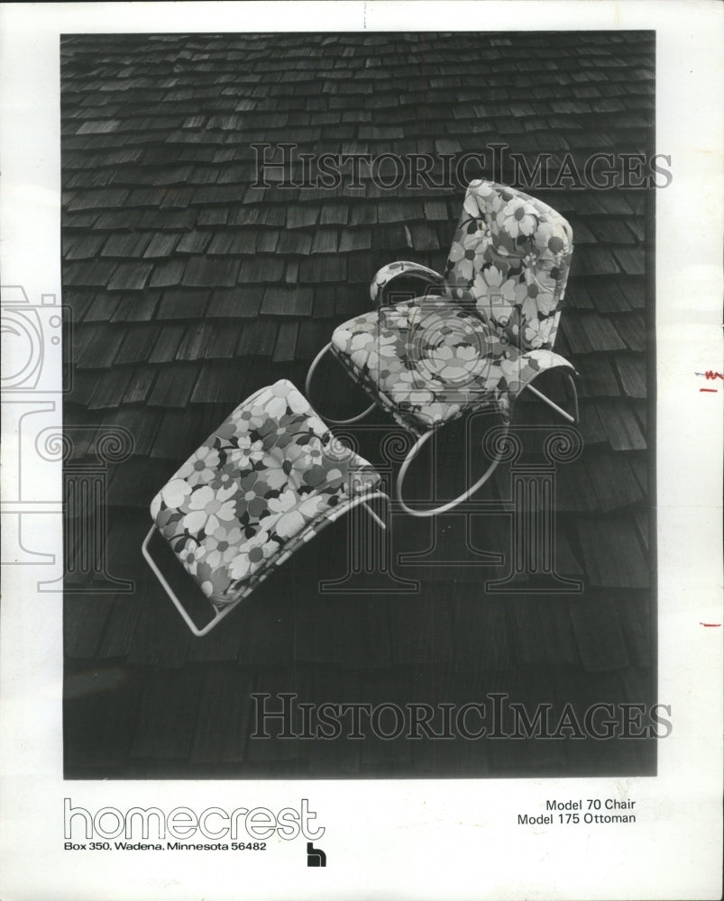 1974 Press Photo Chair &amp; Ottoman Outdoor Furniture - RRW36869 - Historic Images