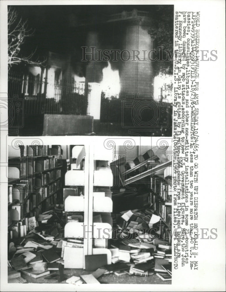 1965 Press Photo 40 US Embassies mob attacks damage - RRW37083 - Historic Images