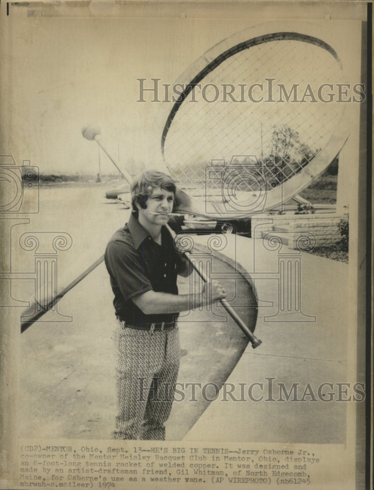 1974 Press Photo 8-Foot Tennis Racket/Weather Vane - RRW38461 - Historic Images