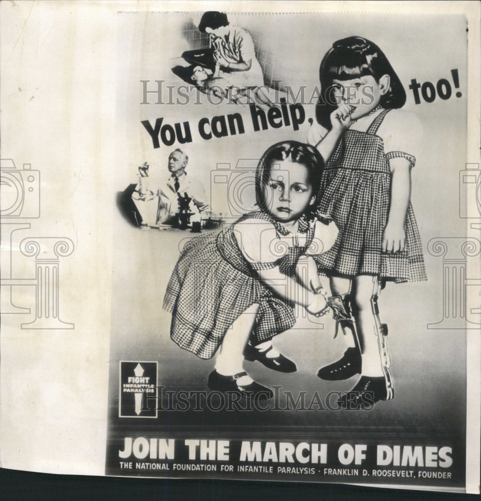 1952 Press Photo Girls March of Dimes Poster - RRW38647 - Historic Images