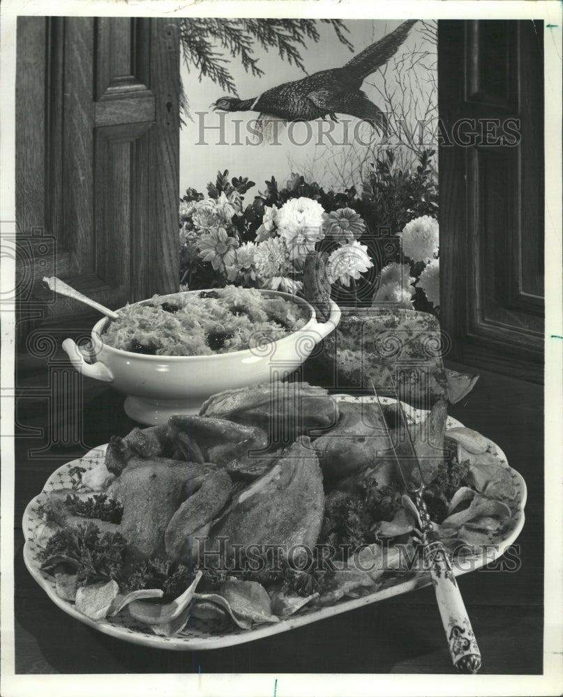 1972 Press Photo Pan Fried Pheasant And Kraut Dinner - RRW39009 - Historic Images