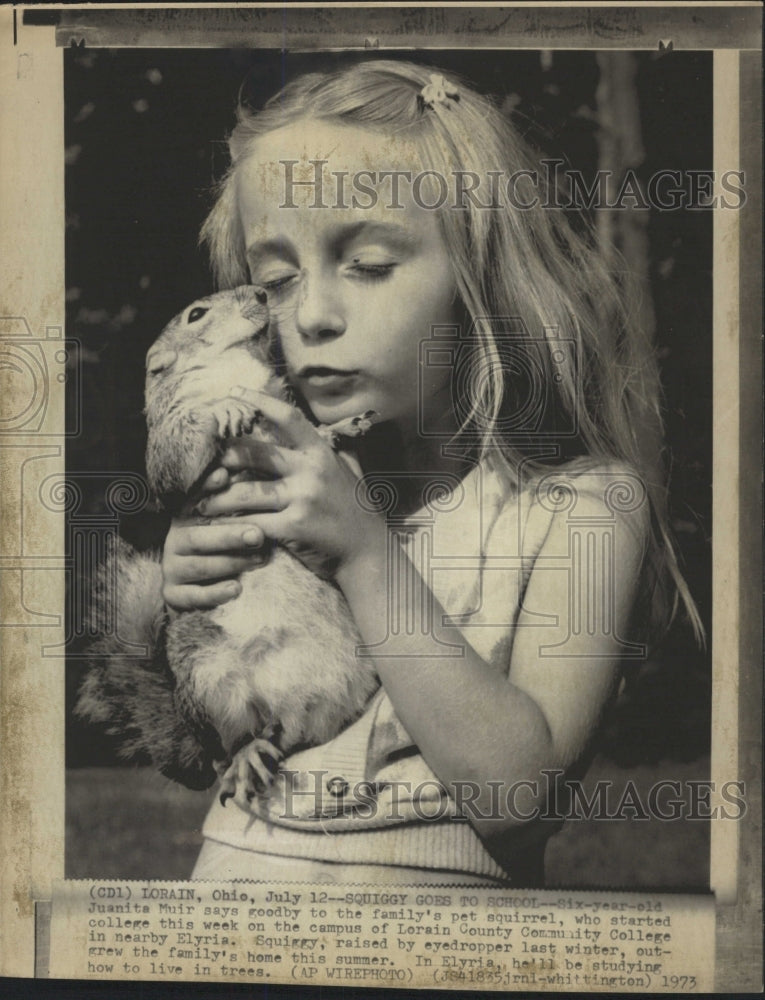 1973 Press Photo Juanita Muir Pet Squirrel Lorain - RRW39037 - Historic Images