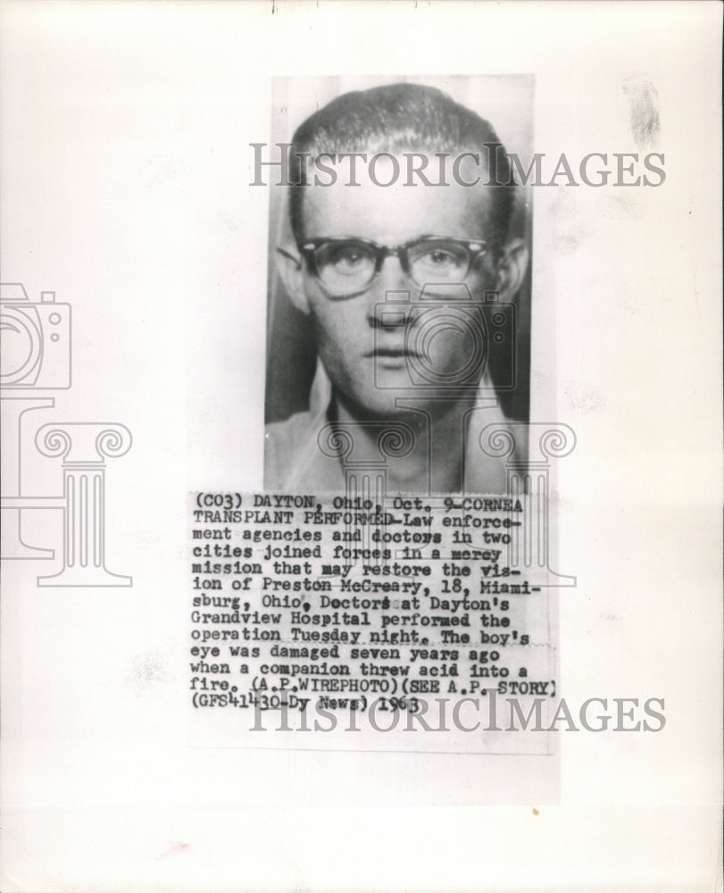 1963 Press Photo Preston McCreary Cornea Transplant - RRW39357 - Historic Images