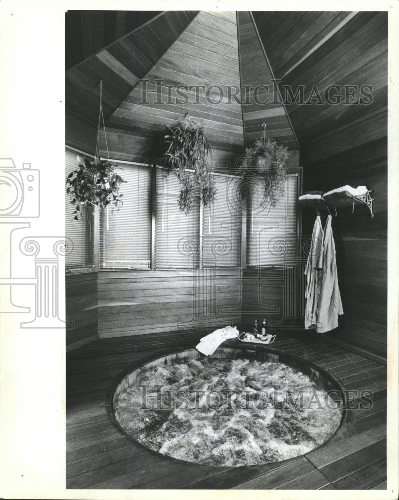 1982 Press Photo Hot Tub Room in Albert Schultz&#39;s Home - RRW39433 - Historic Images