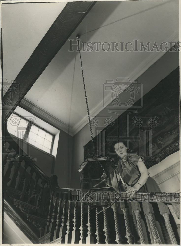 1950 Press Photo Brass Base Mid Century Glass Wear - RRW39579 - Historic Images