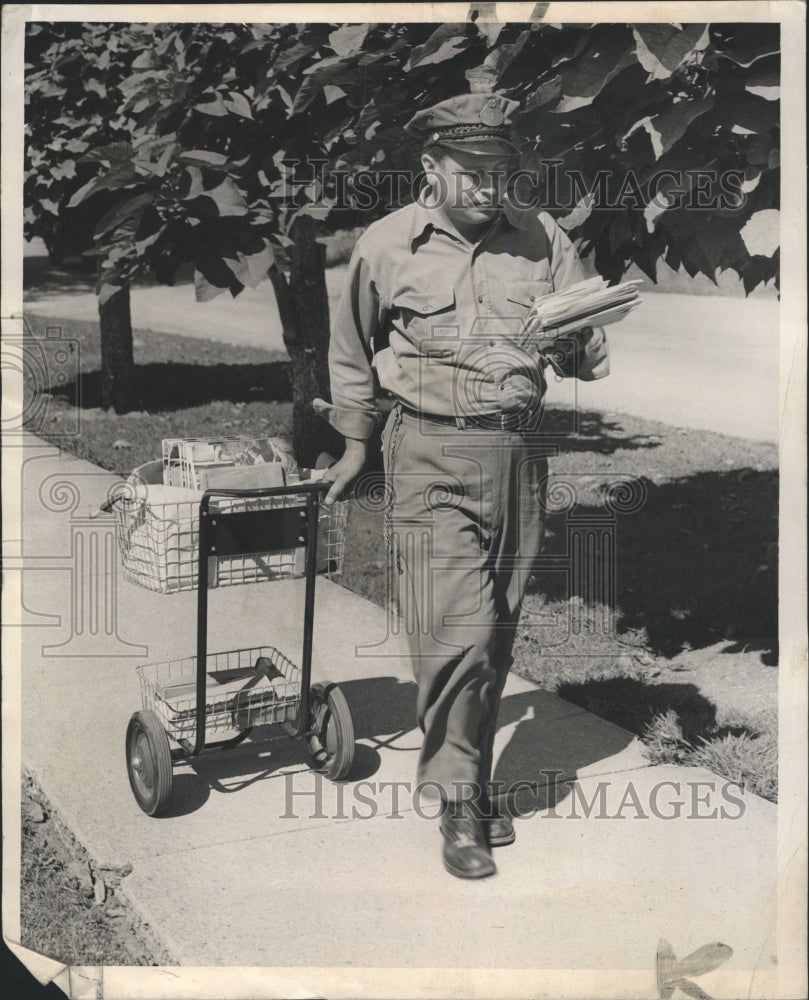 1950 Press Photo Postmans Pal Cart Trial Period - RRW39617 - Historic Images