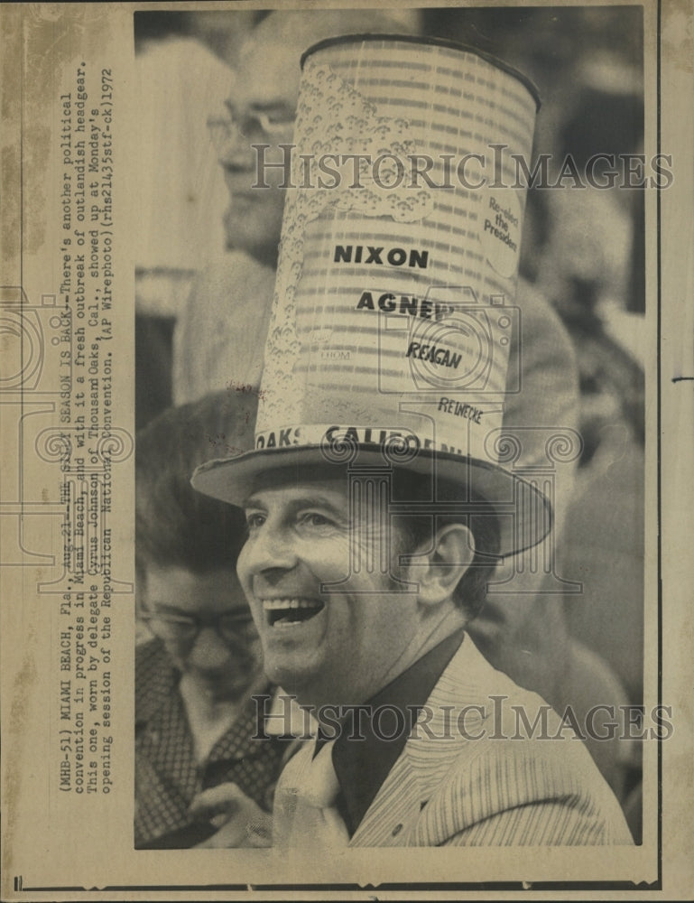 1972 Press Photo Delegate Cyrus Johnson Republican - RRW39937 - Historic Images