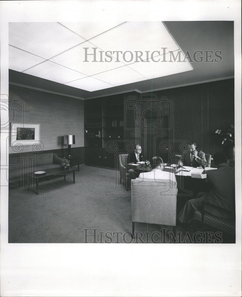 1956 Press Photo William Schnitzler Paneled office - RRW40337 - Historic Images