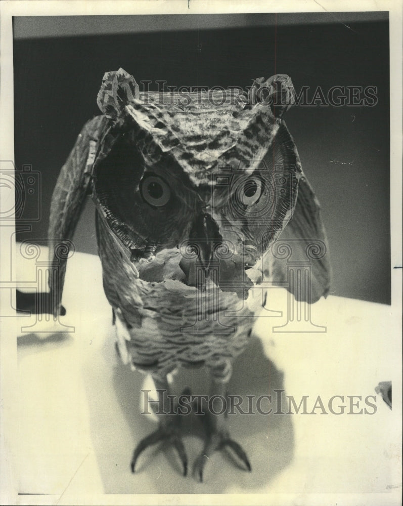 1976 Press Photo Paper Art Owl Museum Science Industry - RRW41713 - Historic Images