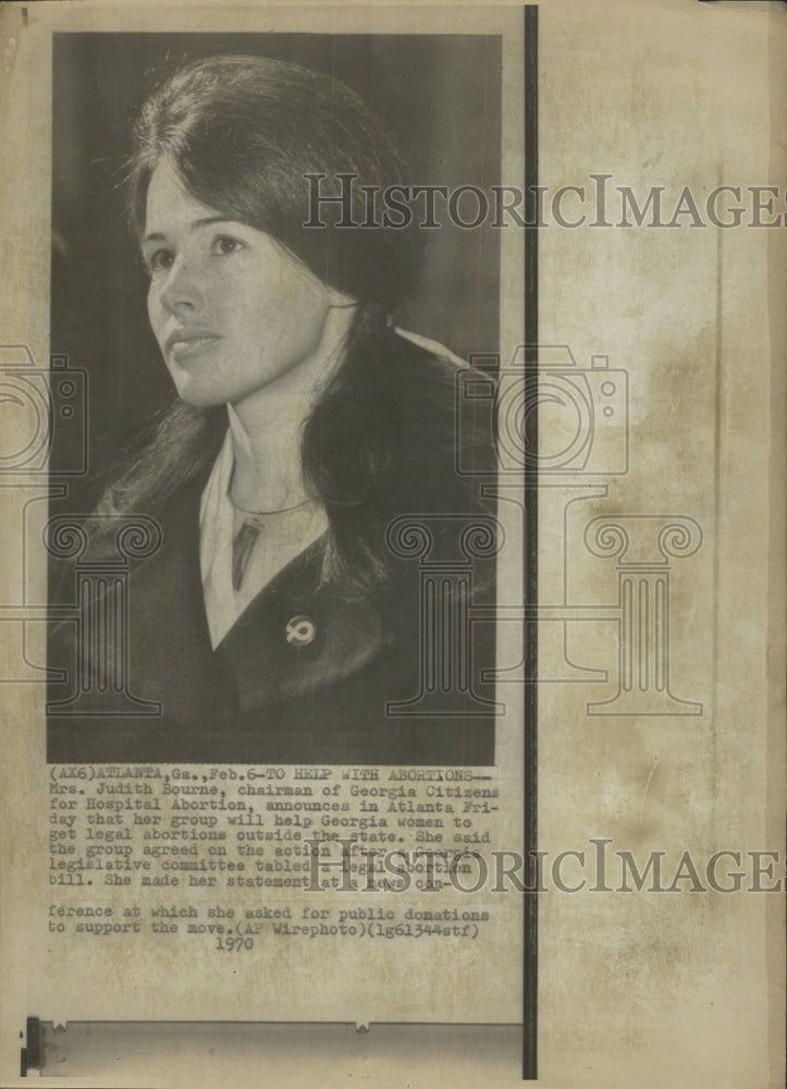 1970 Press Photo Judith Bourne Abortion Georgia Hosp - RRW41853 - Historic Images