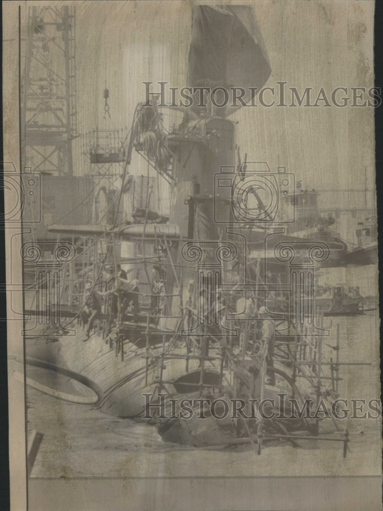 1969 Press Photo Naval Nuclear Ship USS Vallejo Drydock - RRW42075 - Historic Images